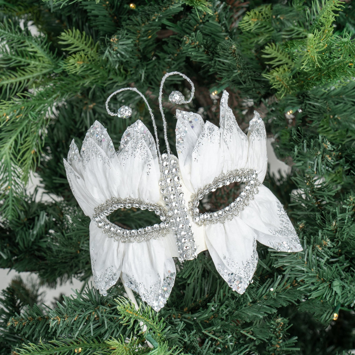 Blooming Ice Queen Feather Mask Ornament