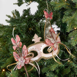 Blooming Ice Queen Feather Mask Ornament - Set of 2 - ironyhome