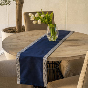 Blue Dupion Table Runner