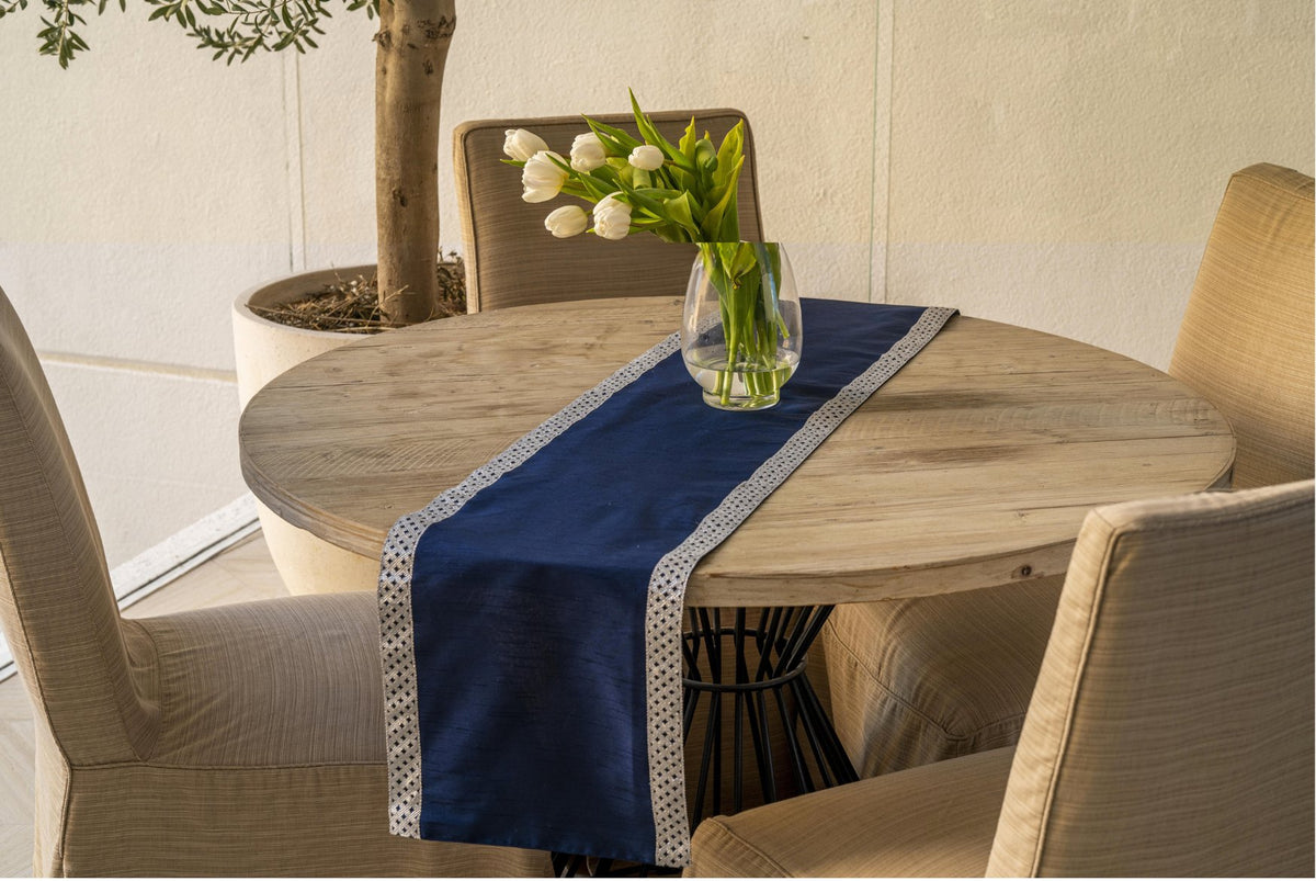 Blue Dupion Table Runner