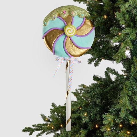 Blue & Gold Pastel Lollipop Ornament - Set of 4 - ironyhome