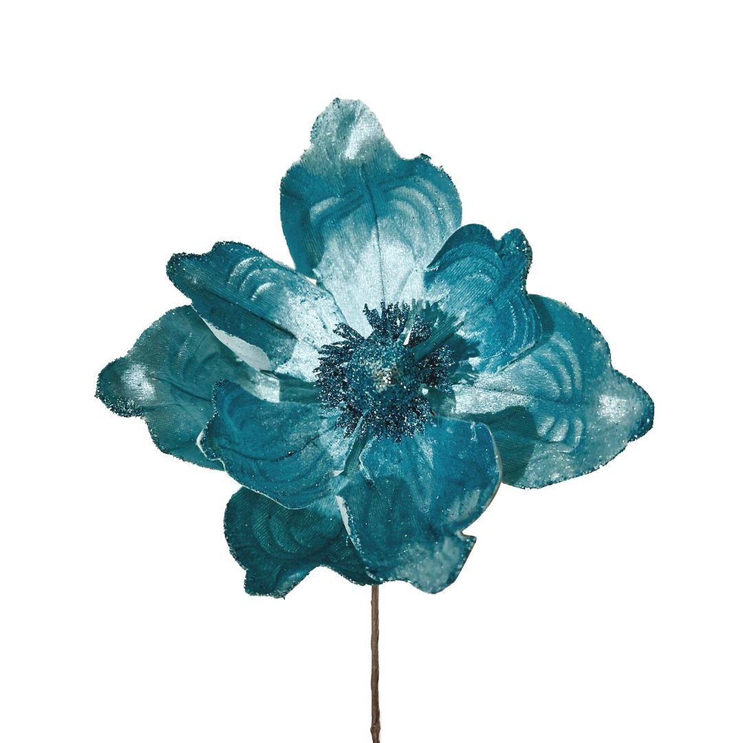 Blue Magnolia Christmas Tree Pick