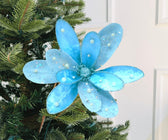 Blue Mermaid Flower Ornament Clip-On with Pearl Detailing - Set of 4 - ironyhome
