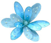 Blue Mermaid Flower Ornament Clip-On with Pearl Detailing - Set of 4 - ironyhome