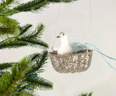 Blue Tail Bird in Nest Ornament - Set of 6 - ironyhome