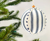 Blue & White Stripe Ornament - Set of 6 - ironyhome