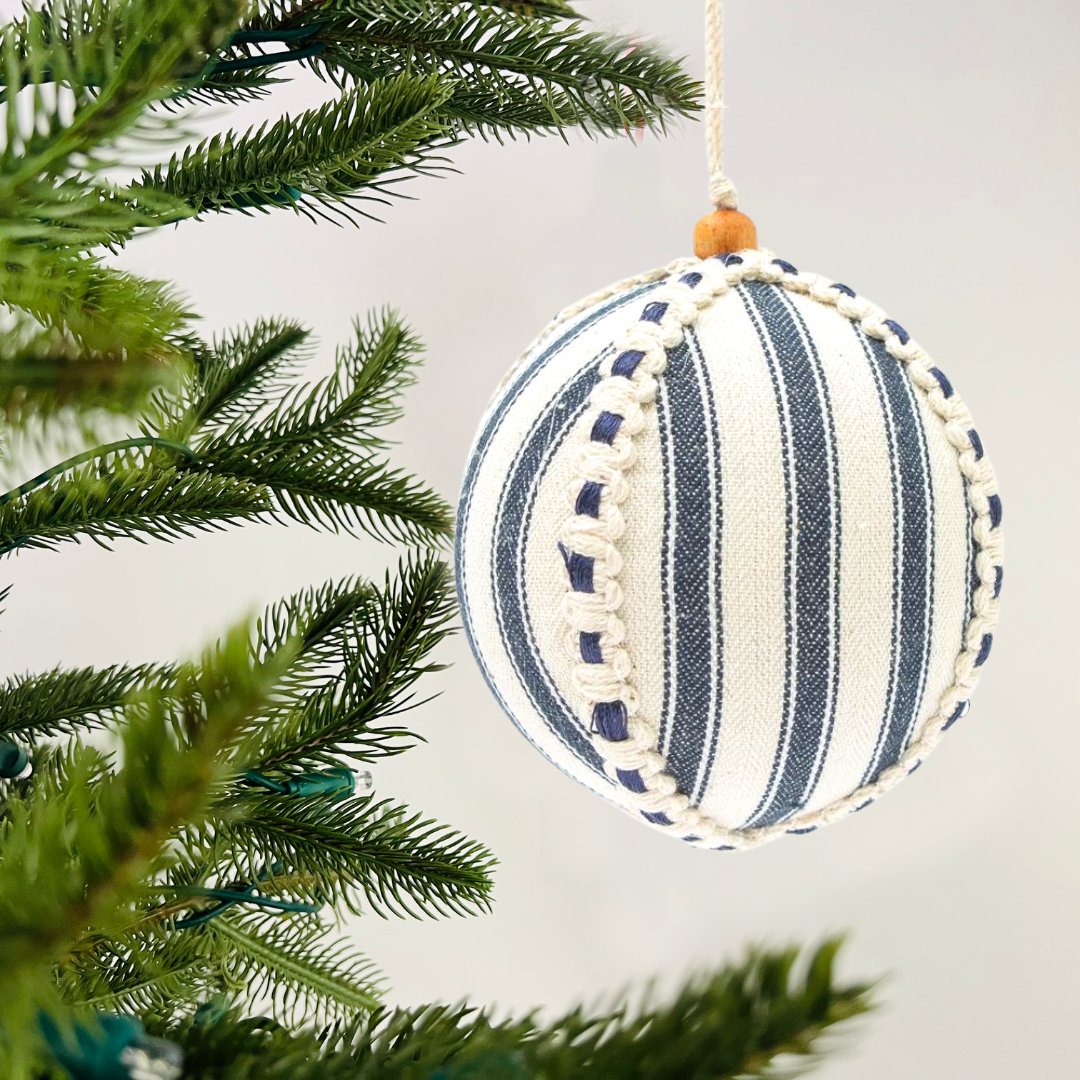 Blue & White Stripe Ornament