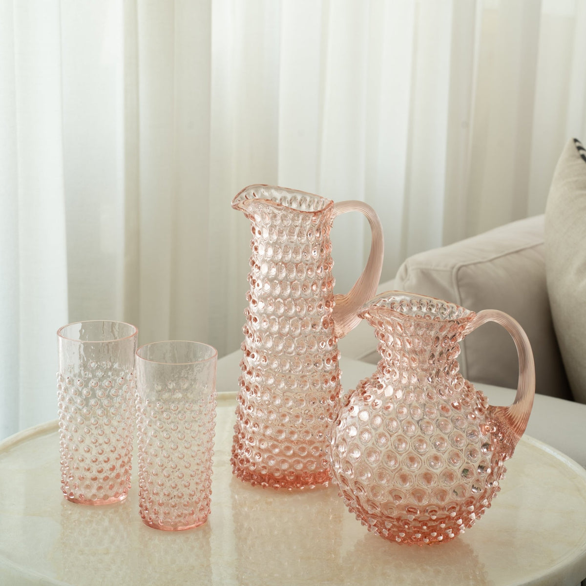 Blush Pink Hand-blown Glass - Set of 2