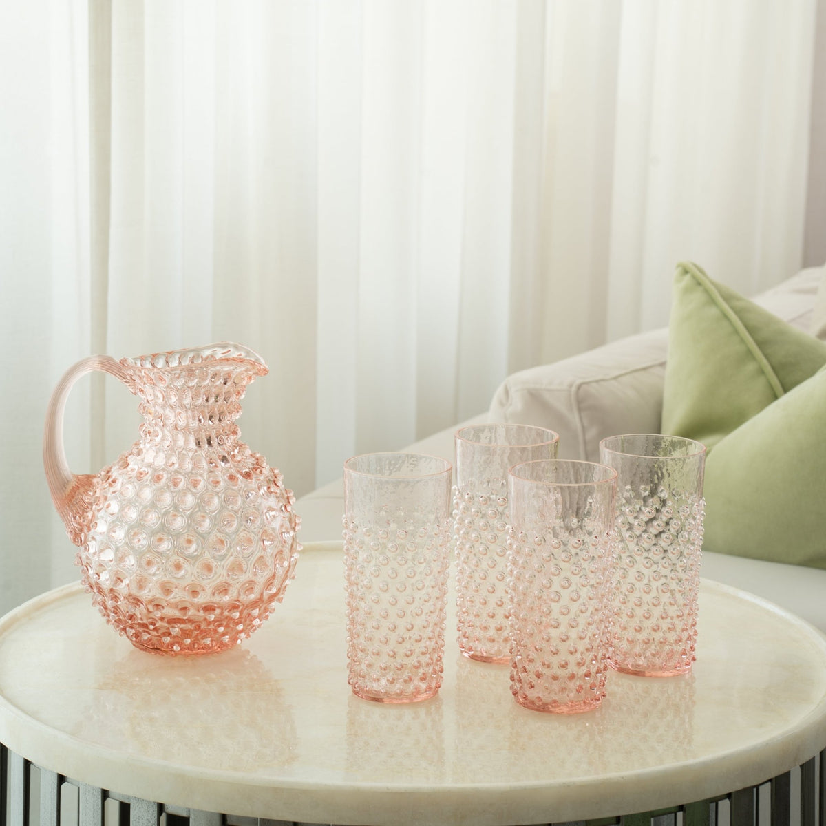 Blush Pink Hand-blown Water Jug