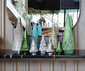 Bright Green Glass Christmas Tree Table Top - ironyhome