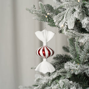 Candy Ornament with White Glitter