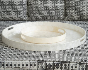 Capiz Shell Round Tray with Handle