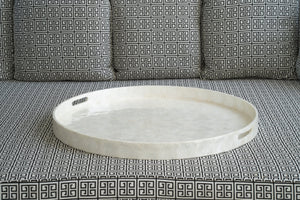 Capiz Shell Round Tray with Handle