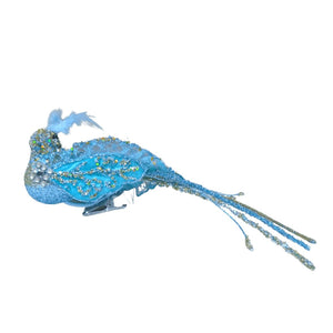Cardinal Blue Glitter Bird Ornament Clip-On - Set of 4 - ironyhome