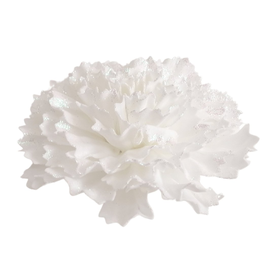 Carnation Flower Ornament with Glitter