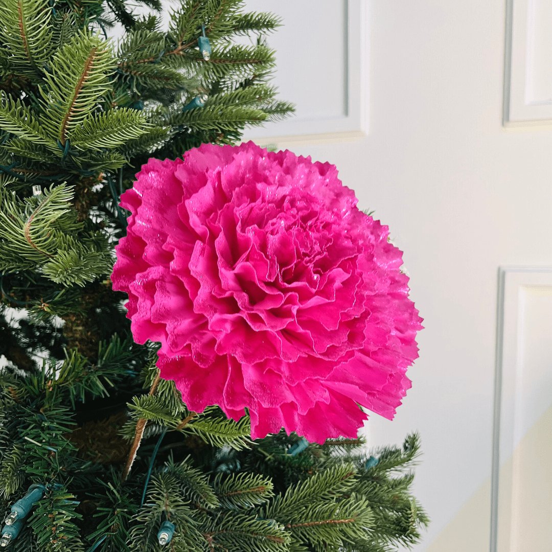 Carnation Flower Ornament with Glitter