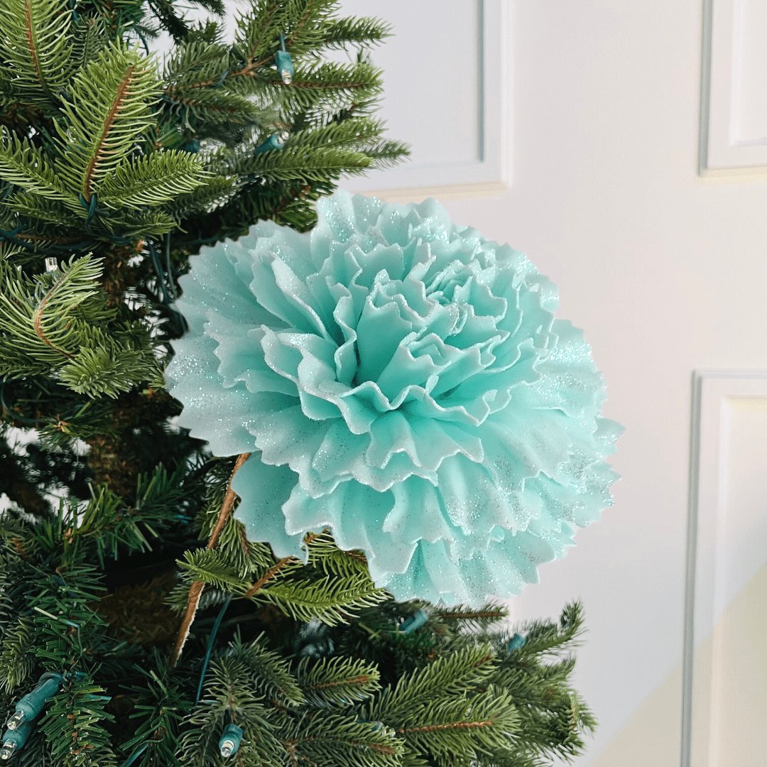 Carnation Flower Ornament with Glitter