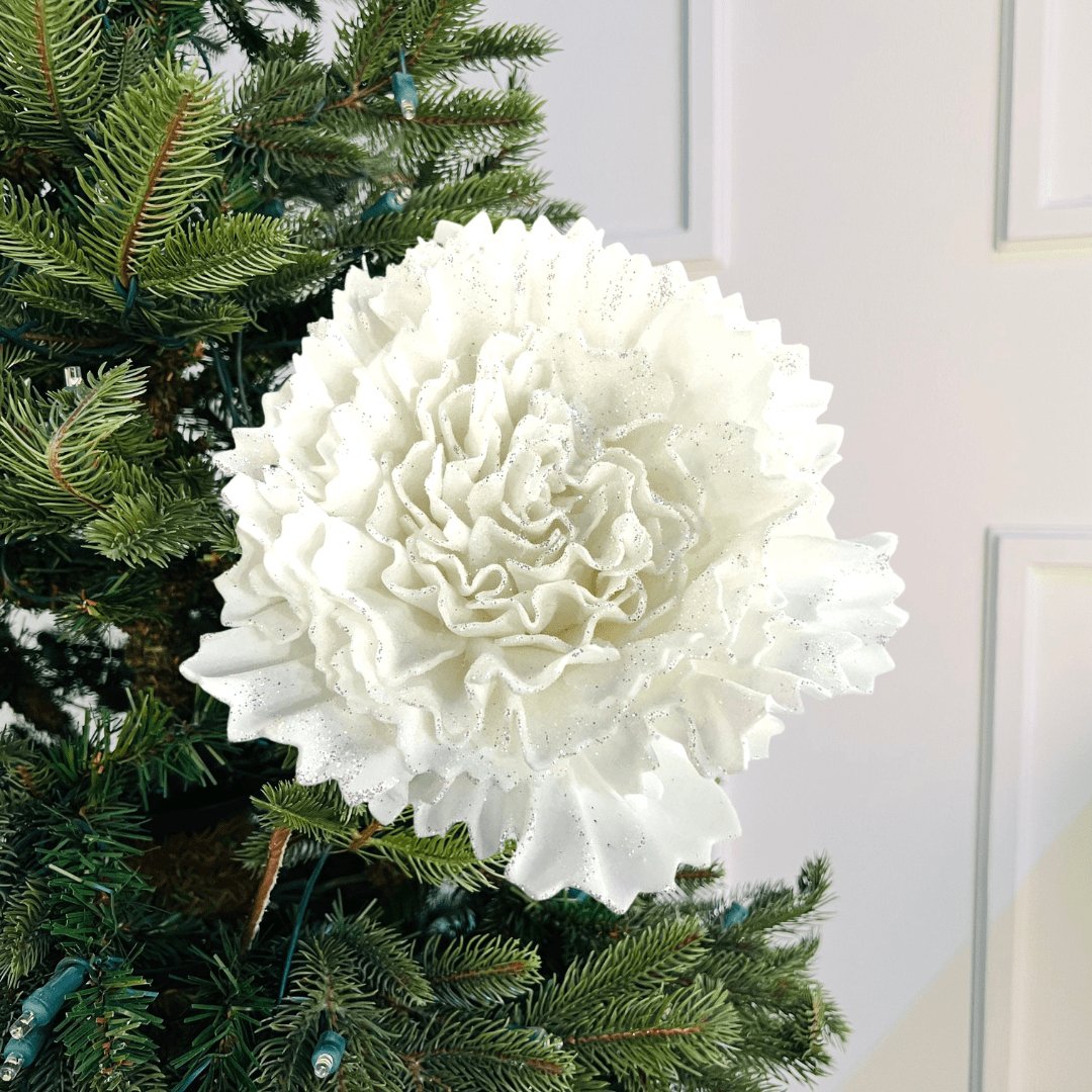 Carnation Flower Ornament with Glitter