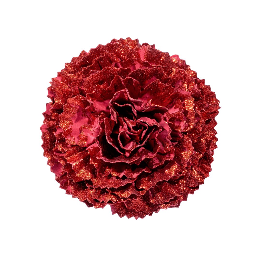 Carnation Flower Ornament with Glitter