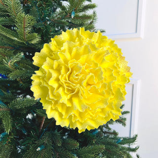 Carnation Flower Ornament with Glitter - ironyhome