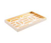Caspari's Lacquer Vanity Tray in White & Gold - ironyhome