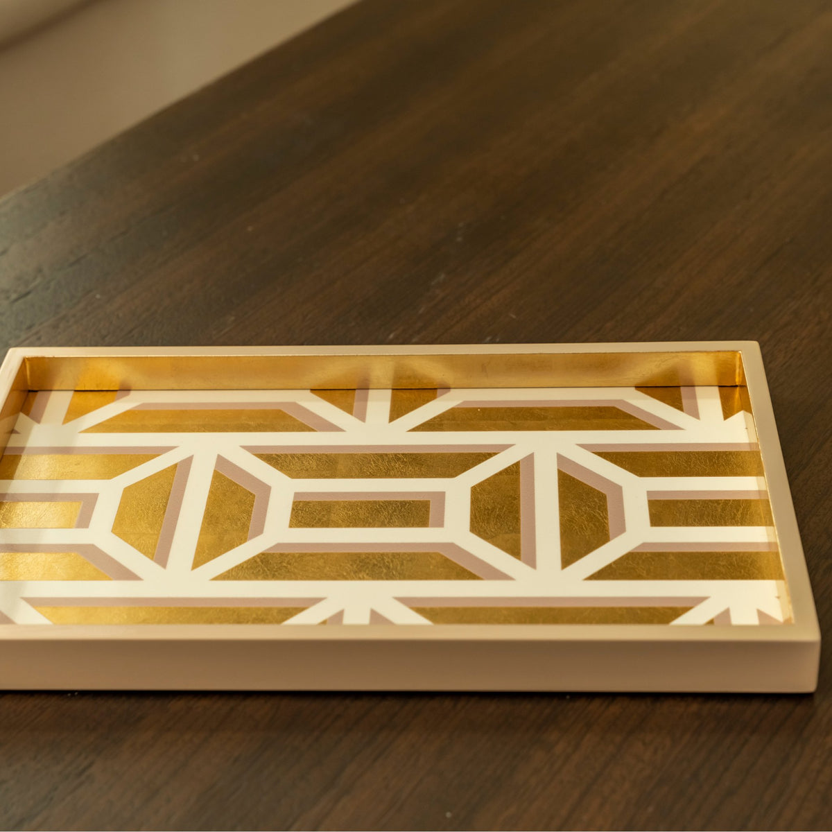 Lacquer Vanity Tray in White & Gold