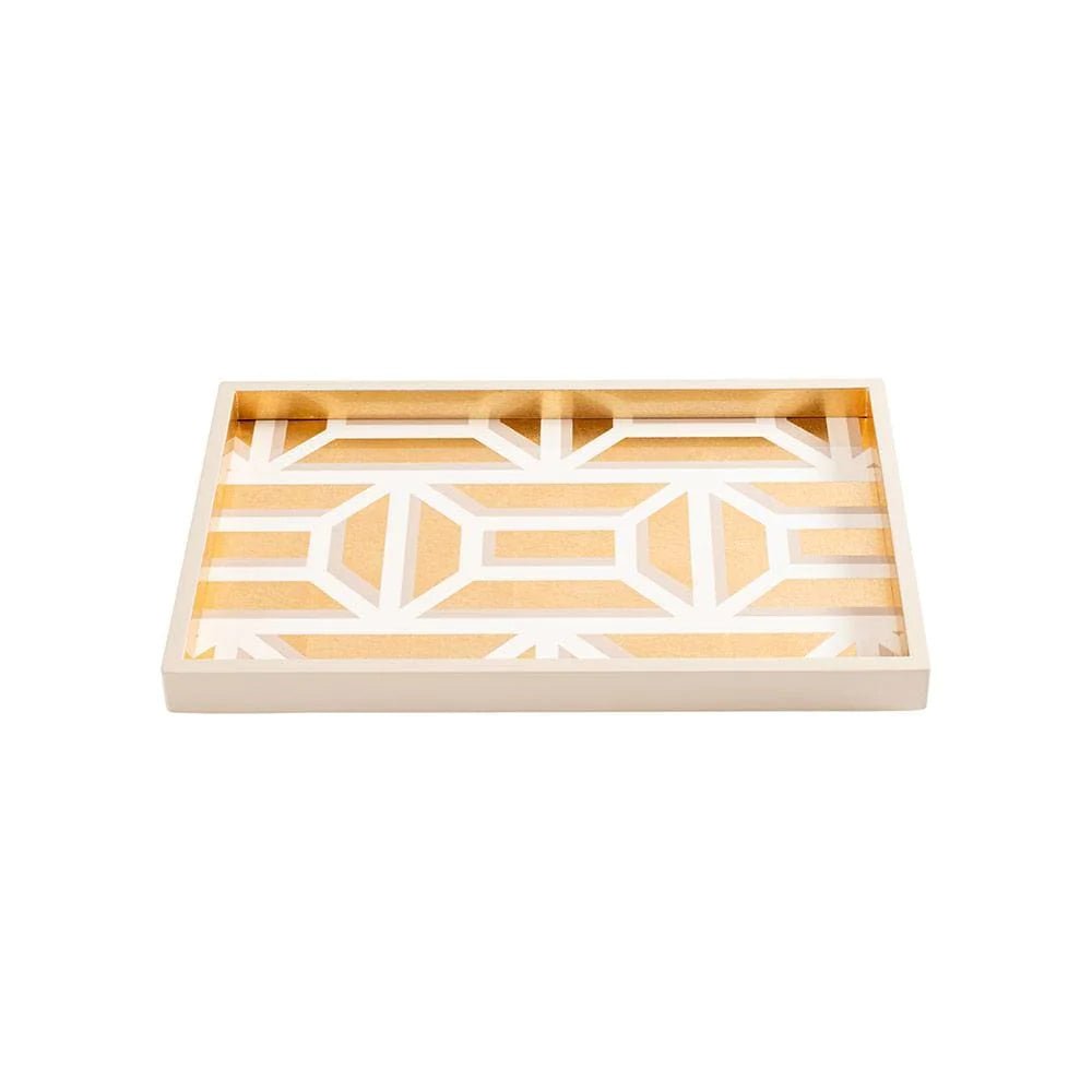 Lacquer Vanity Tray in White & Gold