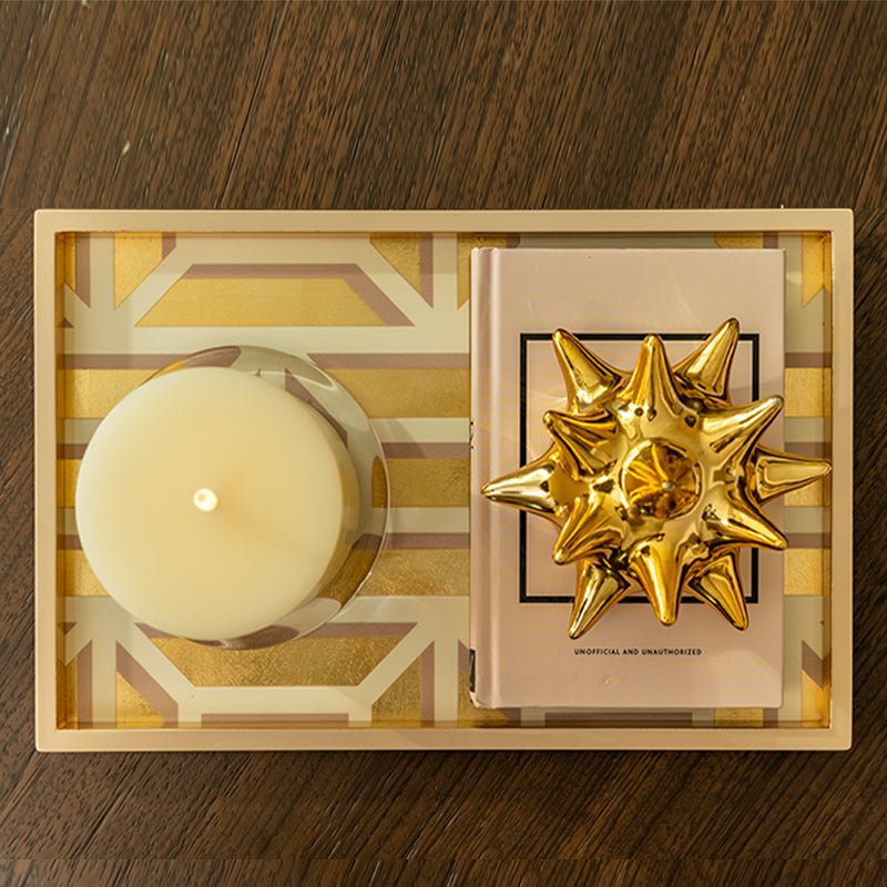 Lacquer Vanity Tray in White & Gold