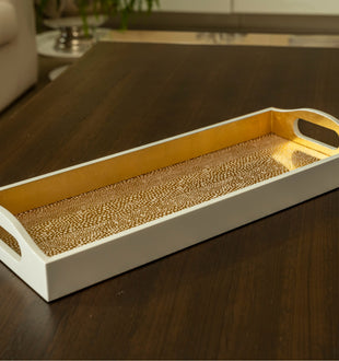 Caspari's Pebble Lacquer Bar tray in Gold - ironyhome