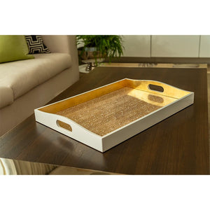 Caspari's Pebble Lacquer Large Rectangle Tray in Gold - ironyhome