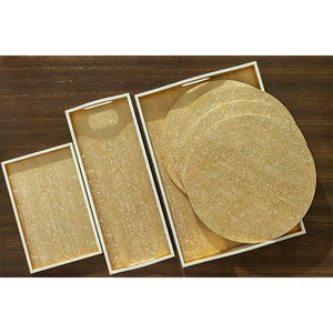 Caspari's Pebble Lacquer Large Rectangle Tray in Gold