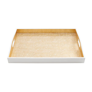 Caspari's Pebble Lacquer Large Rectangle Tray in Gold