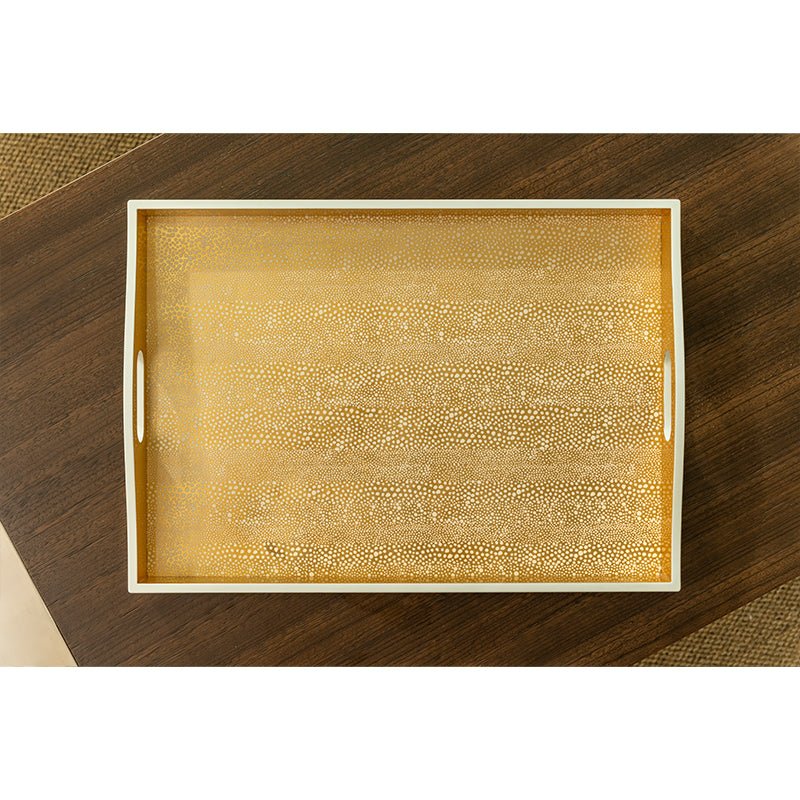 Caspari's Pebble Lacquer Large Rectangle Tray in Gold