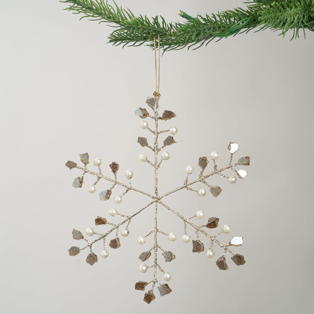 Champagne Crystals Snowflake Ornament - Set of 6 - ironyhome