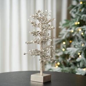 Champagne & Pearl Tree Table Top with Wooden Base - ironyhome