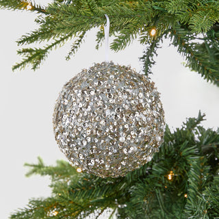 Champagne Sequin Covered Ball Ornament - Set of 6 - ironyhome