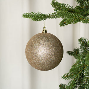 Champagne Sugar Glitter Dusted Ball Ornament - Set of 6 - ironyhome