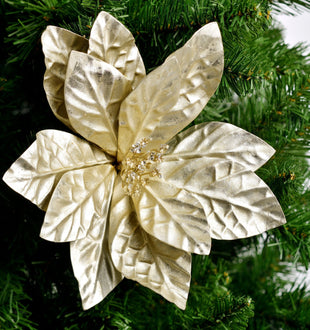 Champagne/Platinum Holly Flower Pick - Set of 6 - ironyhome
