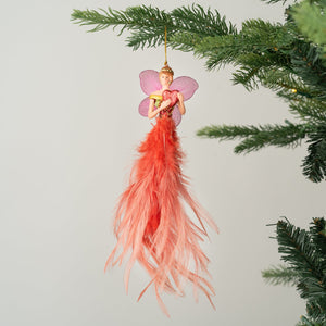 Cherry Feather Skirt Fairy Ornament - Set of 4 - ironyhome