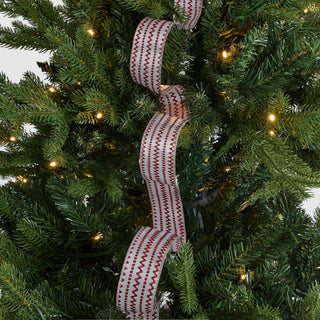 Chevron Bright Red Striped on White Polyester Ribbon - ironyhome