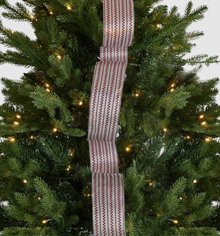 Chevron Bright Red Striped on White Polyester Ribbon - ironyhome