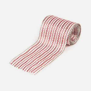 Chevron Bright Red Striped on White Polyester Ribbon