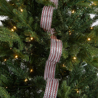 Chevron Bright Red Striped on White Polyester Ribbon - ironyhome