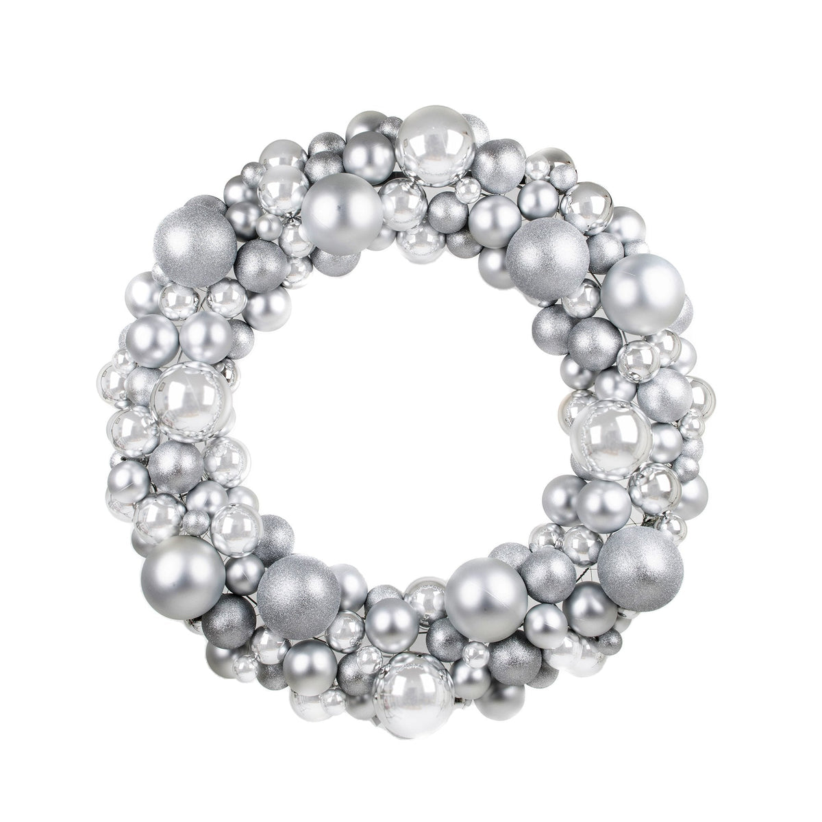 Silver 48" Christmas Bauble Wreath (Single Side)