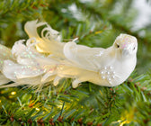 Christmas Song Bird White Feather Tail Ornament Clip On - Set of 2 - ironyhome