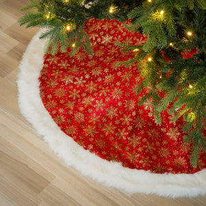 Christmas Tree Skirt with Fur Trim - 3 Color Options - ironyhome