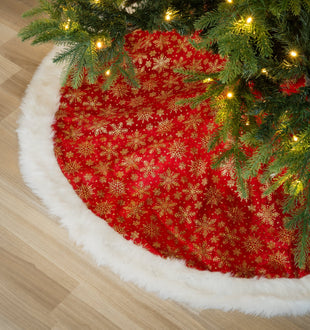 Christmas Tree Skirt with Fur Trim - ironyhome