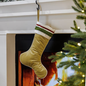 Cinnamon Christmas Stocking with White Cuff & Burgundy Trim Finish