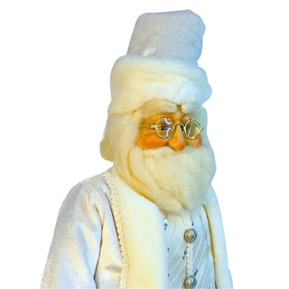Classic Ivory Velvet Standing Santa Table Top - ironyhome