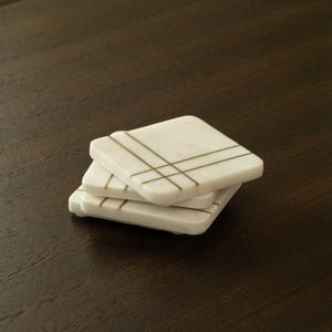 Classic Square White Marble Coaster - Set of 4